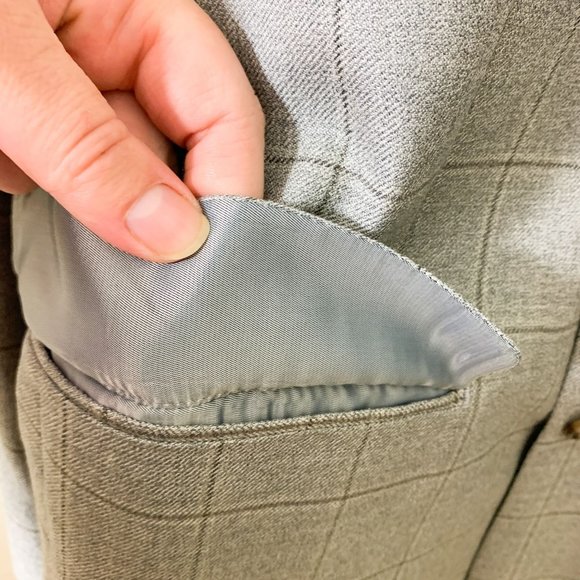 Ralph Lauren gray plaid blazer sport jacket silk wool 44L - Picture 3 of 10